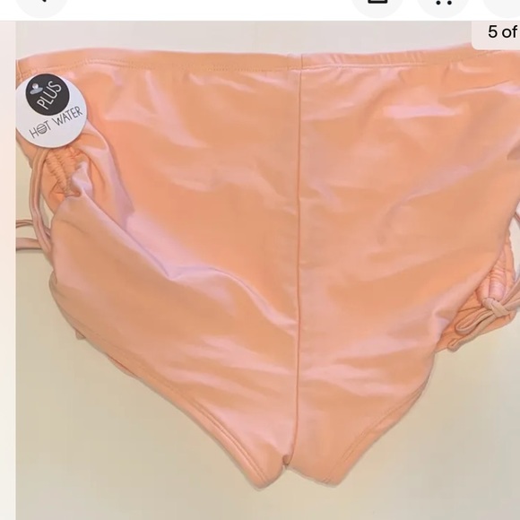 Oceanfront Women’s Light Coral Ruched Side High Waisted Bottoms Plus Size XL - Picture 5 of 7